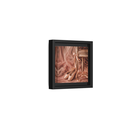 Side Mockup 24. Blush Ballet Pointe Shoes shown as framed canvas print