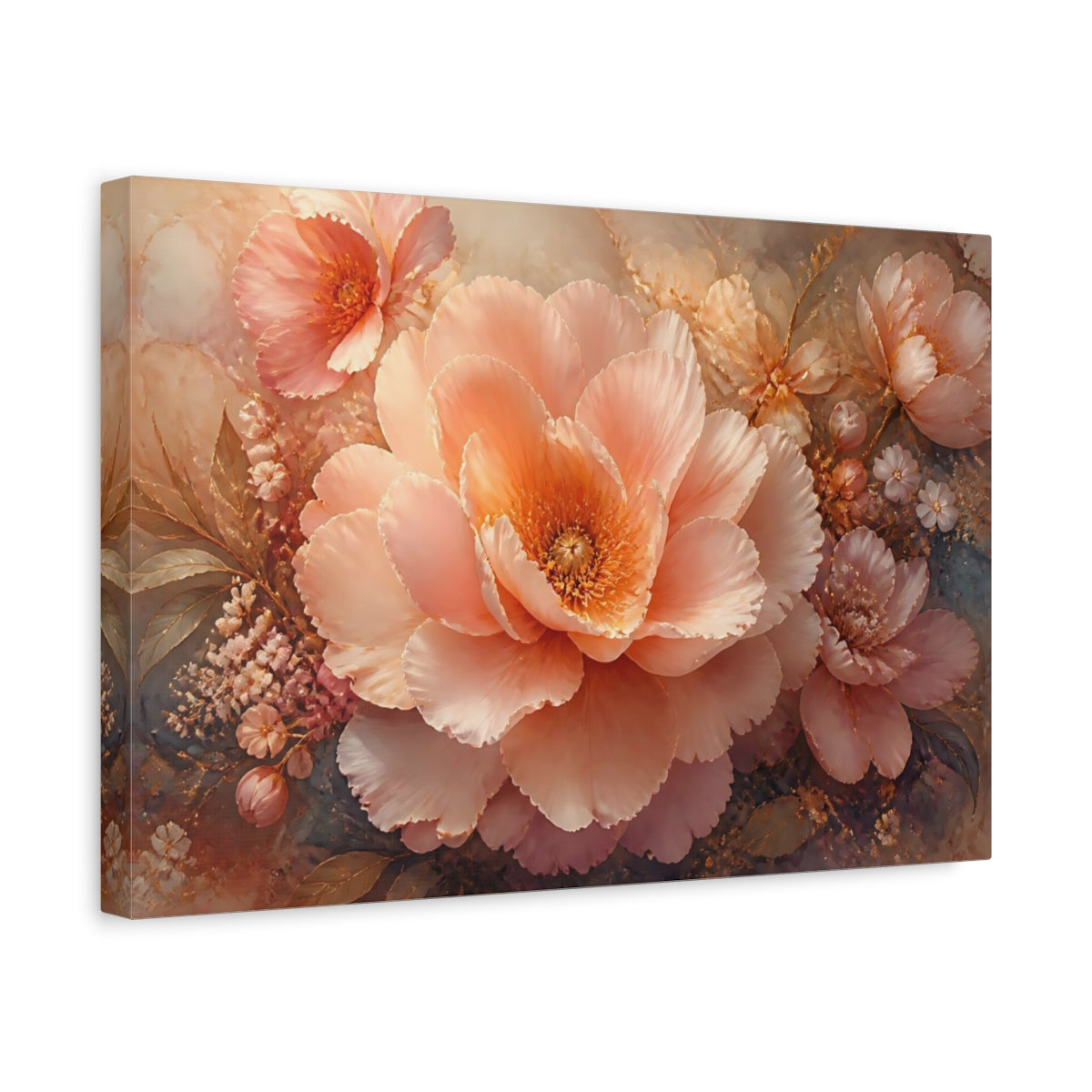Side Mockup 4. Blush Floral Peony shown as canvas print