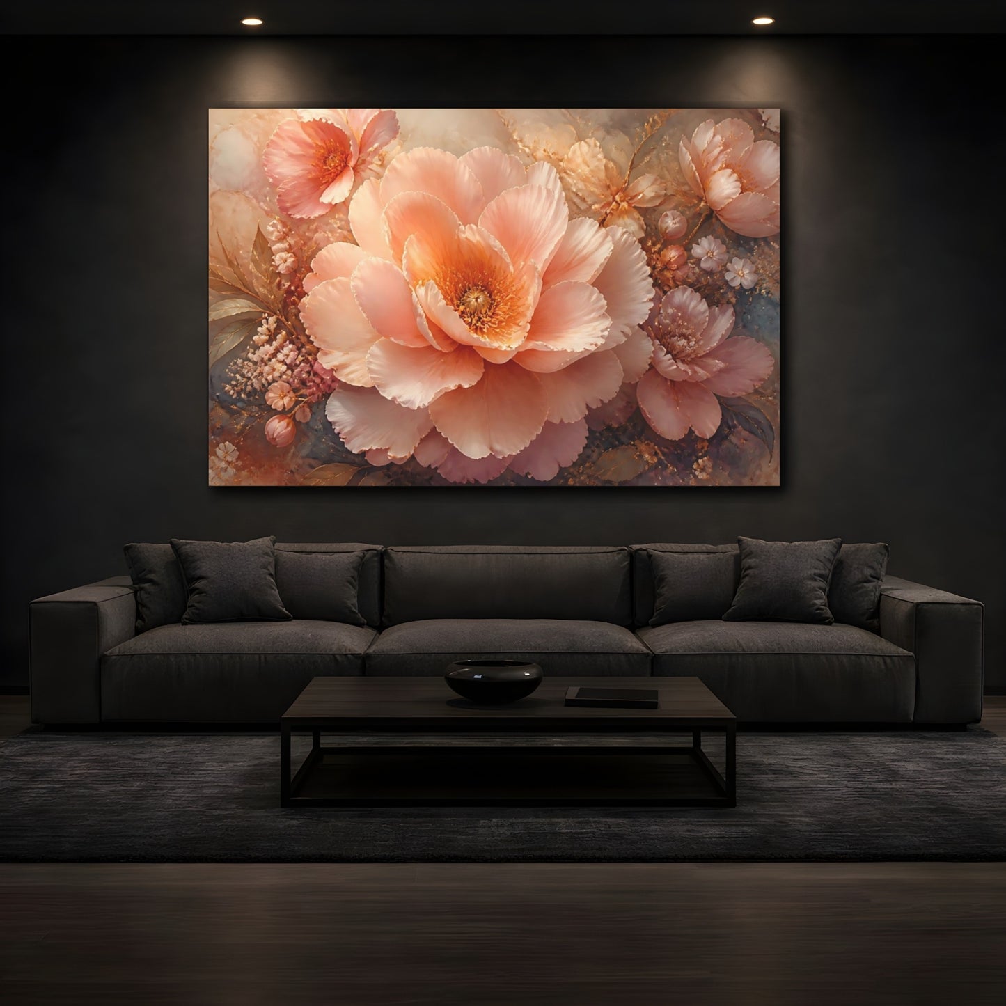 Mockup 3. Blush Floral Peony shown as canvas print