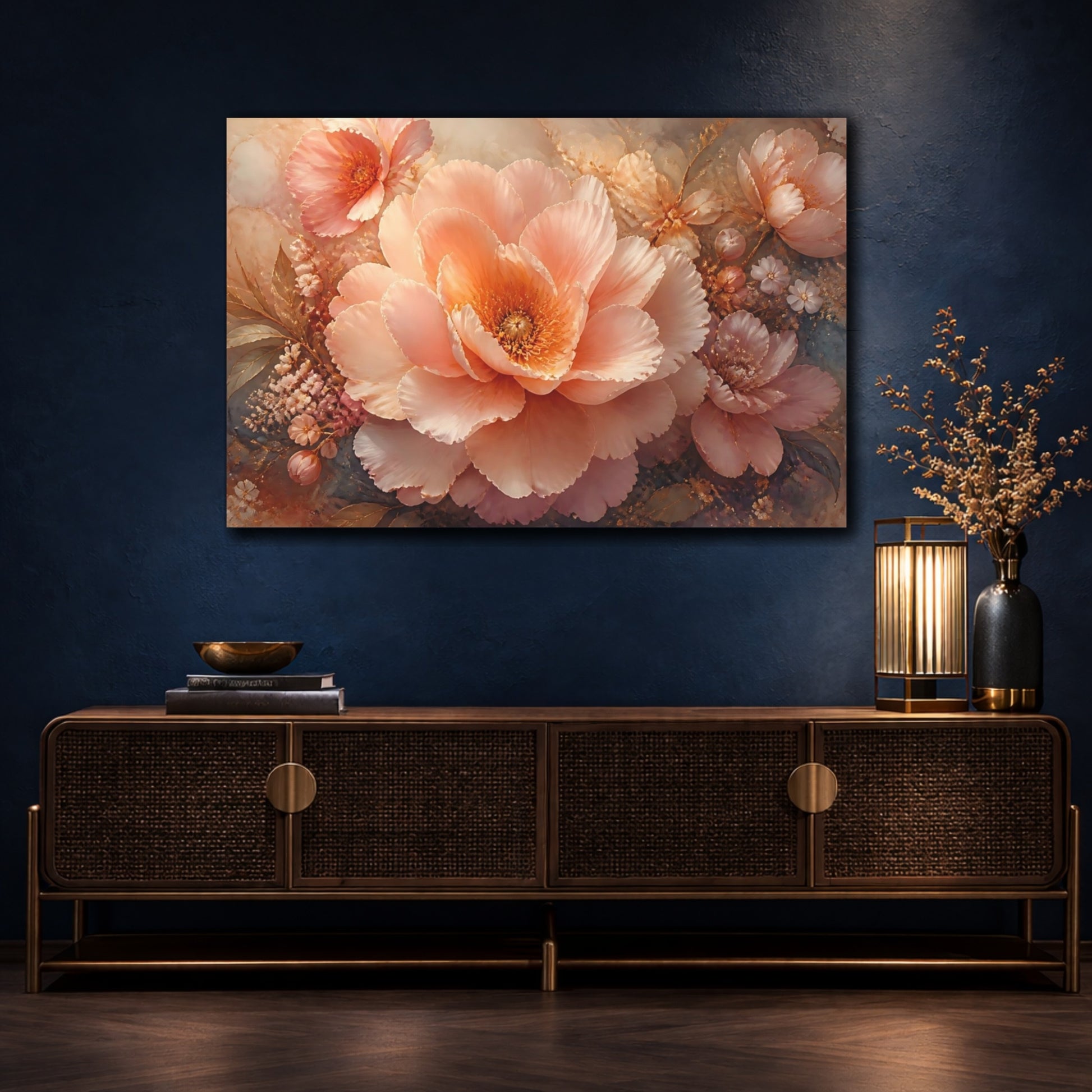 Mockup 4. Blush Floral Peony shown as canvas print