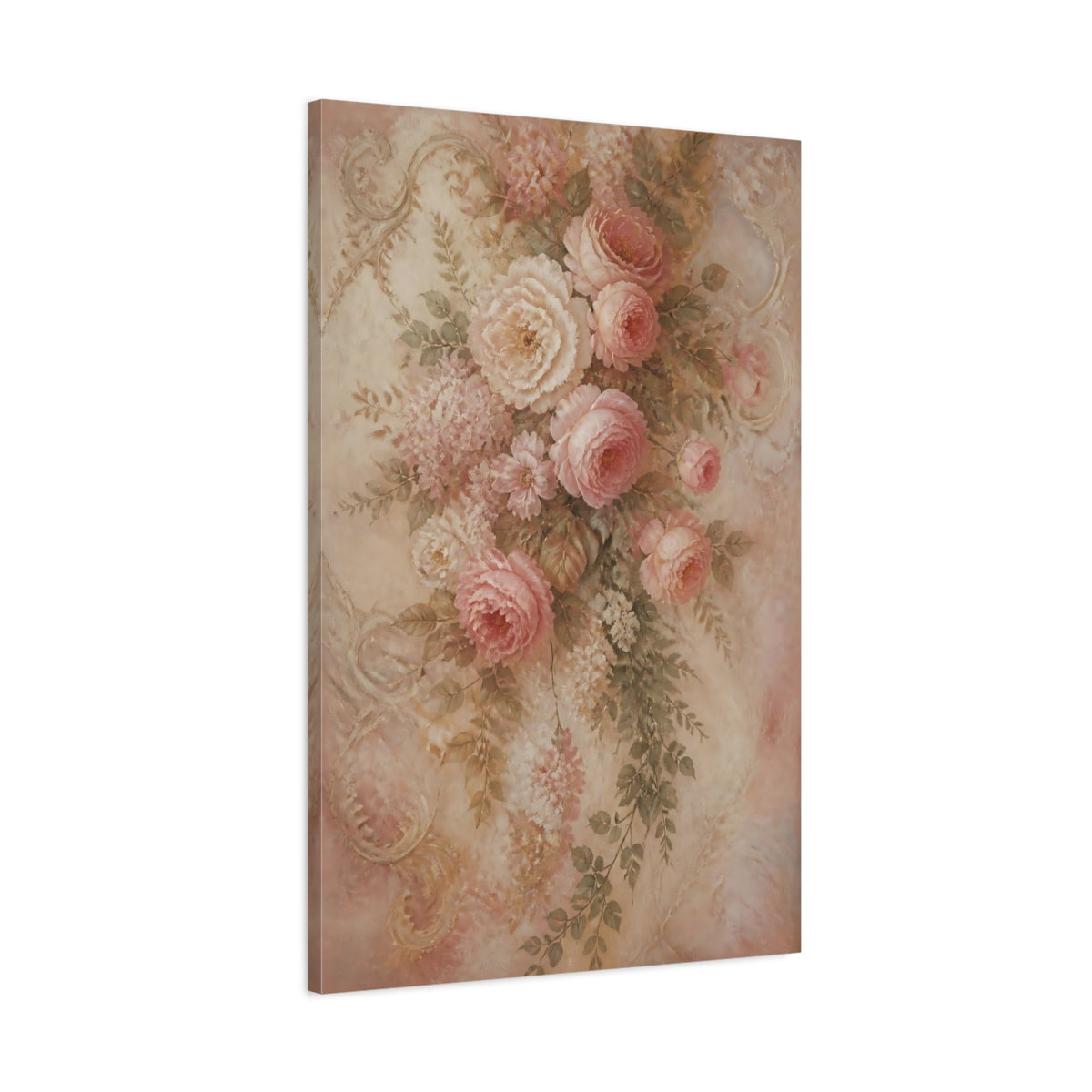 Main Mockup. Blush Floral Rose Bouquet shown as canvas print