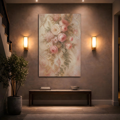 Mockup 2. Blush Floral Rose Bouquet shown as canvas print