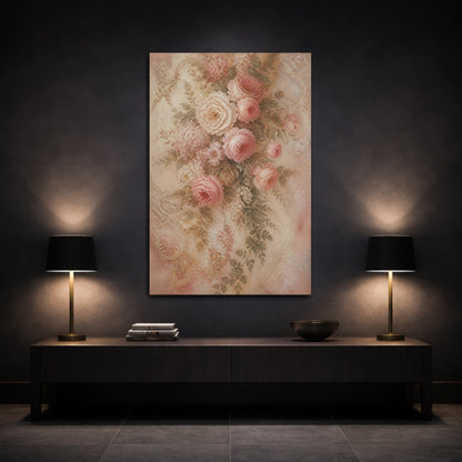 Mockup 3. Blush Floral Rose Bouquet shown as canvas print