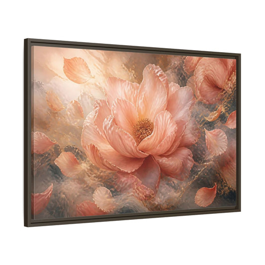 Main Mockup. Blush Peony Bloom shown as framed canvas print