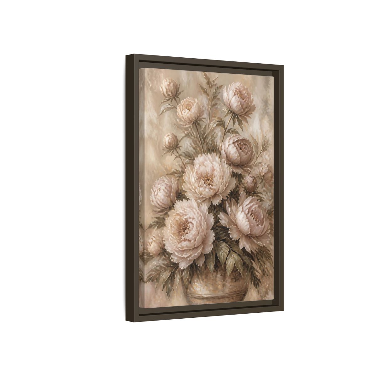 Side Mockup 5. Blush Peony Bouquet shown as framed canvas print