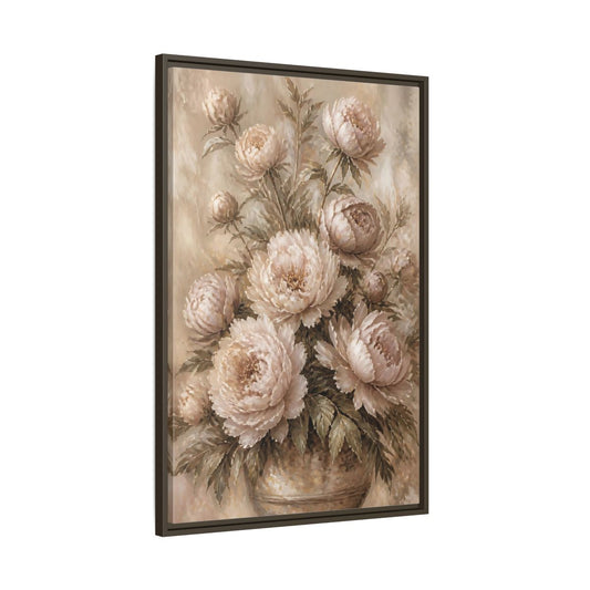 Main Mockup. Blush Peony Bouquet shown as framed canvas print