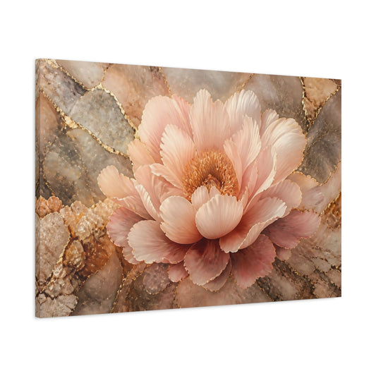 Main Mockup. Blush Peony With Gold Veins shown as canvas print