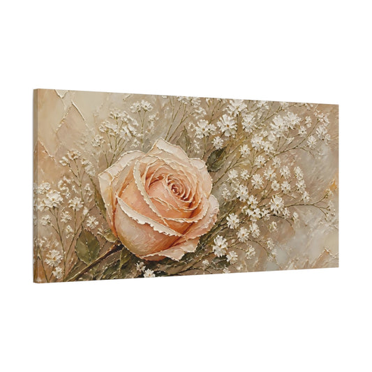 Main Mockup. Blush Rose With Baby's Breath shown as canvas print