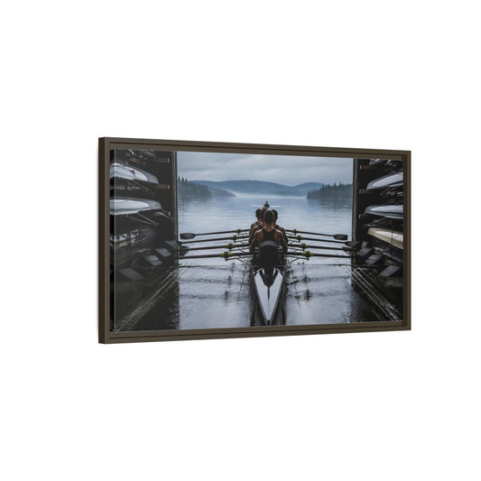 Main Mockup. Boathouse Rowing Crew shown as framed canvas print