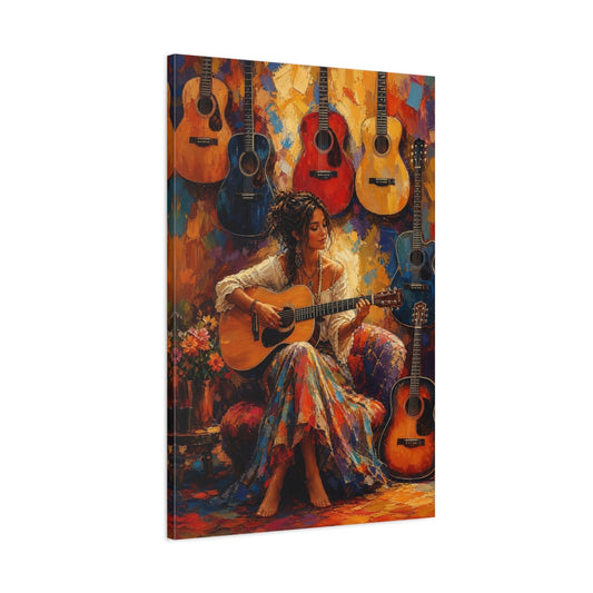Main Mockup. Bohemian Guitarist Serenade shown as canvas print