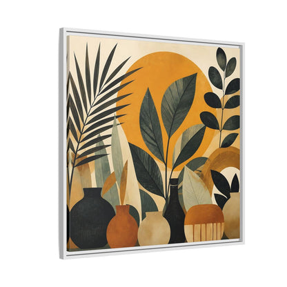 Side Mockup 7. Boho Botanical Leaves shown as framed canvas print