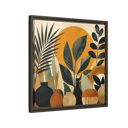 Side Mockup 11. Boho Botanical Leaves shown as framed canvas print