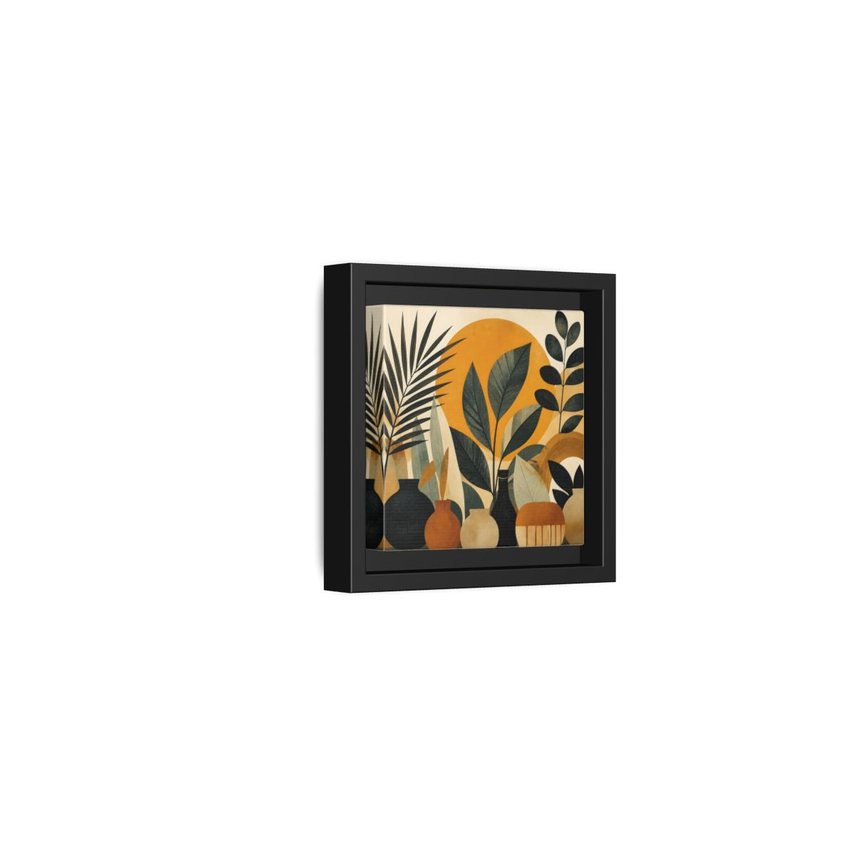 Side Mockup 24. Boho Botanical Leaves shown as framed canvas print