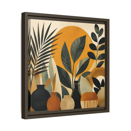 Side Mockup 29. Boho Botanical Leaves shown as framed canvas print