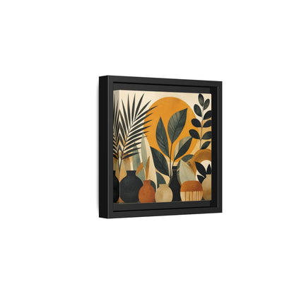Side Mockup 3. Boho Botanical Leaves shown as framed canvas print
