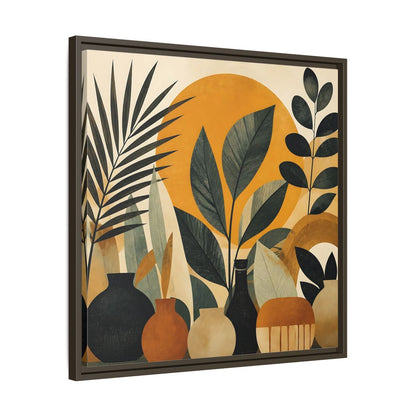 Side Mockup 27. Boho Botanical Leaves shown as framed canvas print
