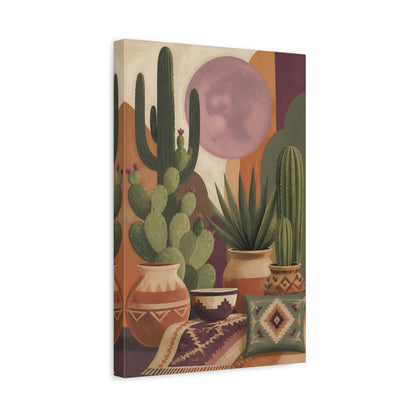 Side Mockup 4. Boho Cacti Desert Terracotta Pots Decorative shown as canvas print