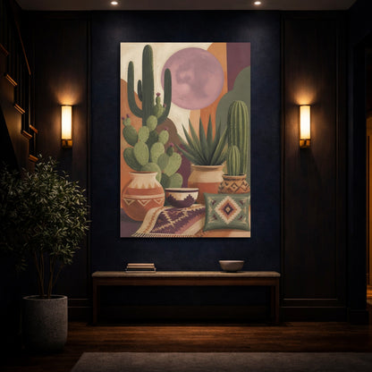 Mockup 4. Boho Cacti Desert Terracotta Pots Decorative shown as canvas print