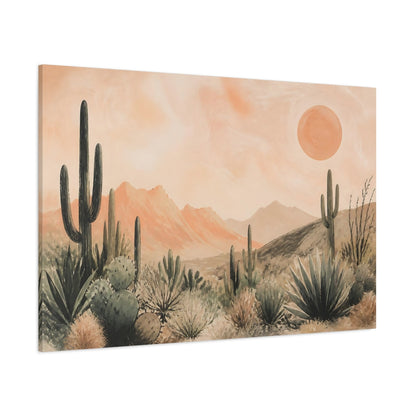 Side Mockup 1. Boho Cactus Sunset shown as canvas print