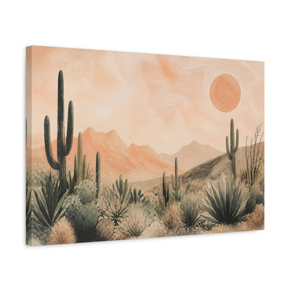 Side Mockup 3. Boho Cactus Sunset shown as canvas print