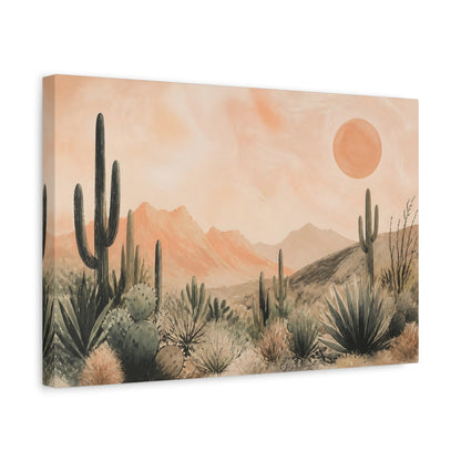 Side Mockup 4. Boho Cactus Sunset shown as canvas print