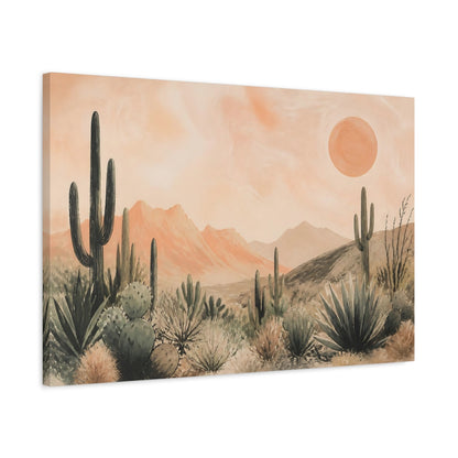 Side Mockup 2. Boho Cactus Sunset shown as canvas print