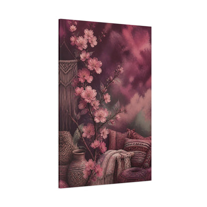 Side Mockup 1. Boho Cherry Blossom Branch shown as canvas print