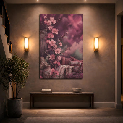 Mockup 2. Boho Cherry Blossom Branch shown as canvas print