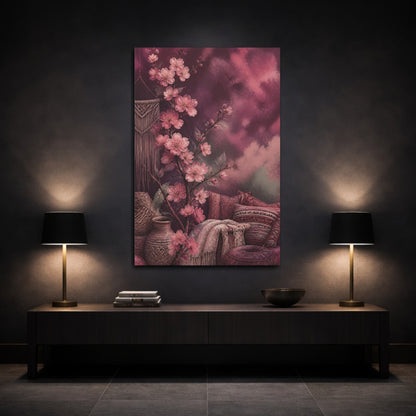 Mockup 3. Boho Cherry Blossom Branch shown as canvas print