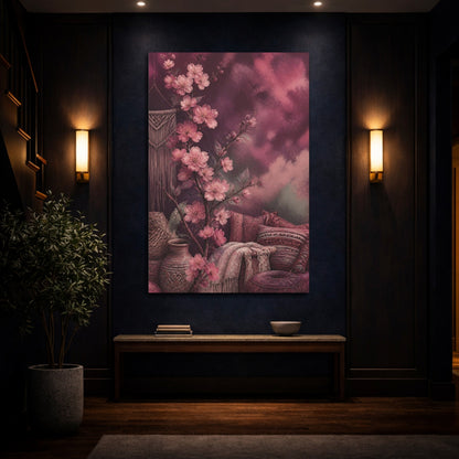 Mockup 4. Boho Cherry Blossom Branch shown as canvas print