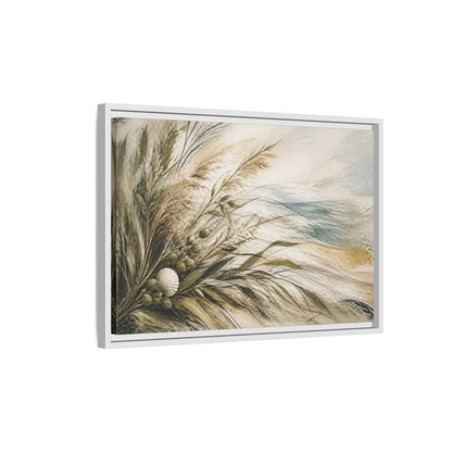 Side Mockup 1. Boho Coastal Grasses shown as framed canvas print