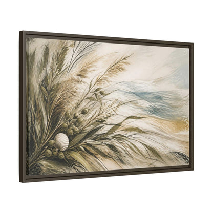 Side Mockup 11. Boho Coastal Grasses shown as framed canvas print