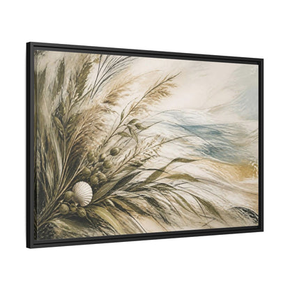 Side Mockup 13. Boho Coastal Grasses shown as framed canvas print