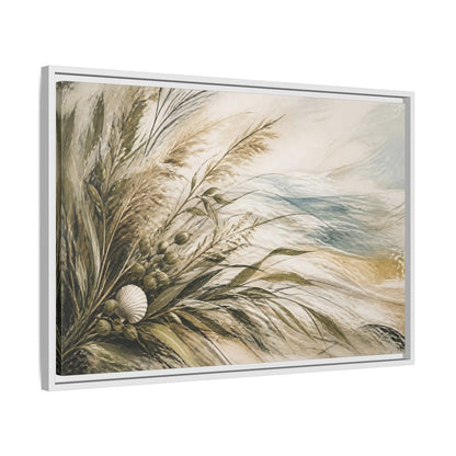 Side Mockup 10. Boho Coastal Grasses shown as framed canvas print