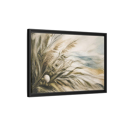 Side Mockup 3. Boho Coastal Grasses shown as framed canvas print