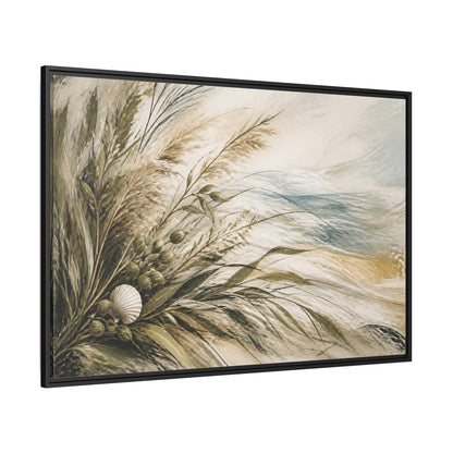 Side Mockup 12. Boho Coastal Grasses shown as framed canvas print