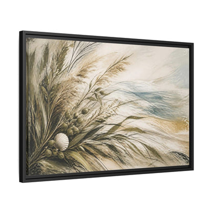 Side Mockup 14. Boho Coastal Grasses shown as framed canvas print