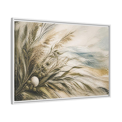 Side Mockup 9. Boho Coastal Grasses shown as framed canvas print
