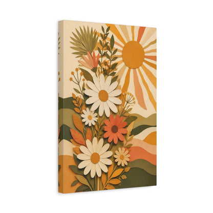 Side Mockup 4. Boho Daisy Sun shown as canvas print