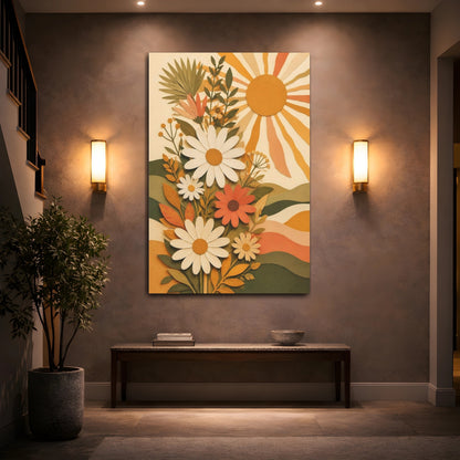 Mockup 2. Boho Daisy Sun shown as canvas print