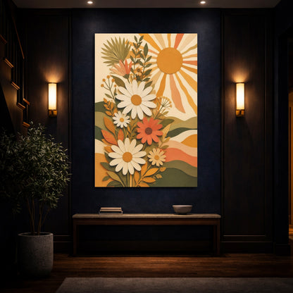 Mockup 4. Boho Daisy Sun shown as canvas print