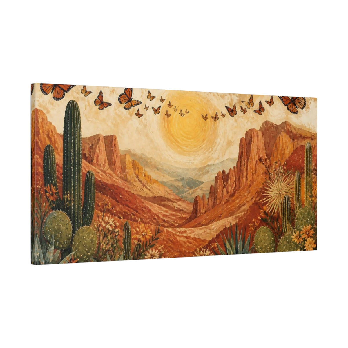 Main Mockup. Boho Desert Monarchs shown as canvas print