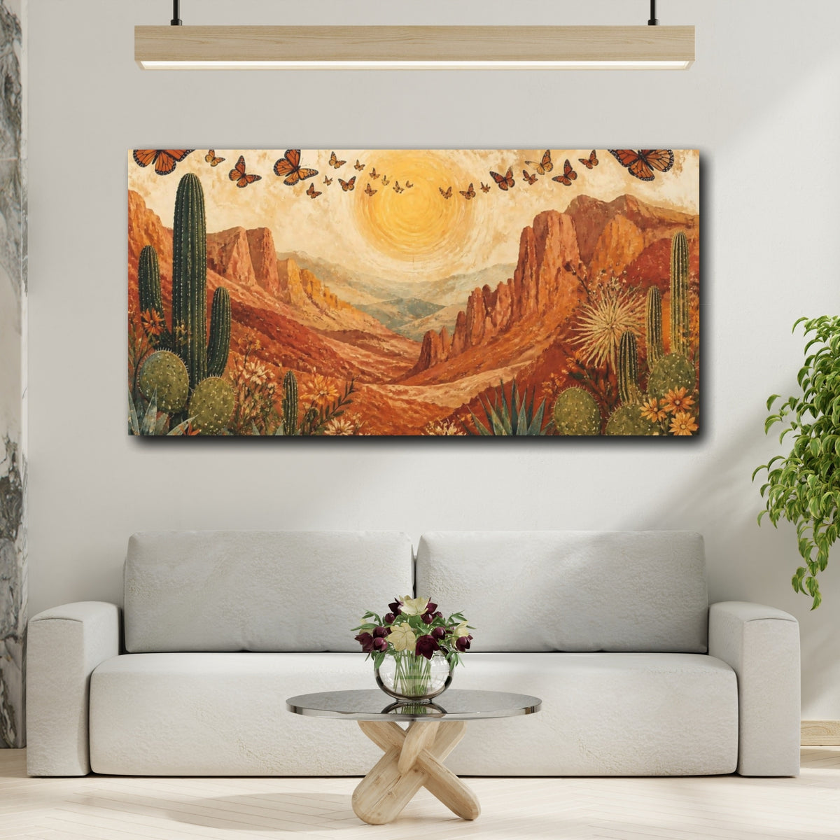 Mockup 2. Boho Desert Monarchs shown as canvas print