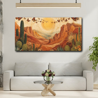 Mockup 2. Boho Desert Monarchs shown as canvas print
