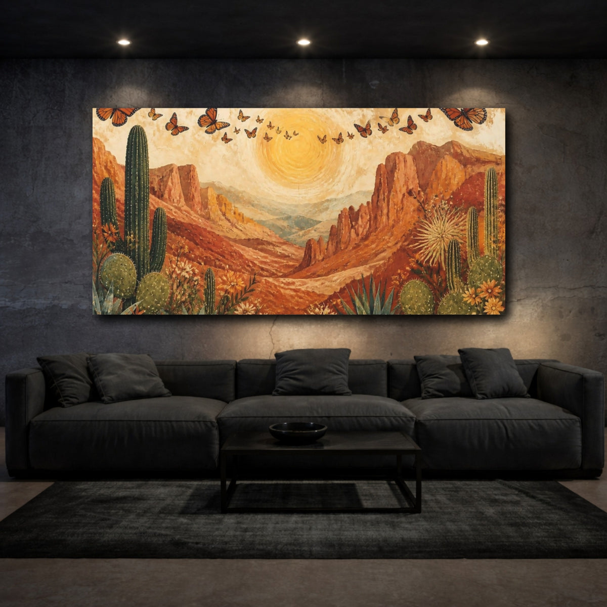 Mockup 3. Boho Desert Monarchs shown as canvas print