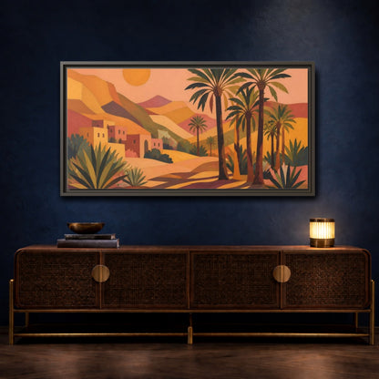 Mockup 4. Boho Desert Palm Sunset shown as framed canvas print