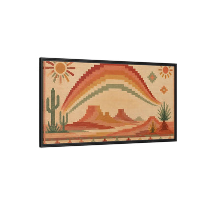 Side Mockup 5. Boho Desert Rainbow shown as framed canvas print