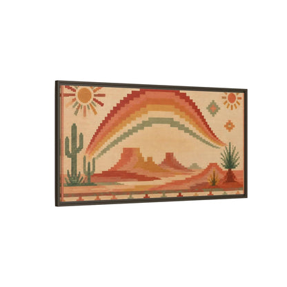 Side Mockup 4. Boho Desert Rainbow shown as framed canvas print