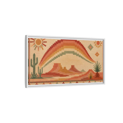 Side Mockup 1. Boho Desert Rainbow shown as framed canvas print
