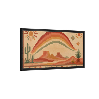Side Mockup 2. Boho Desert Rainbow shown as framed canvas print